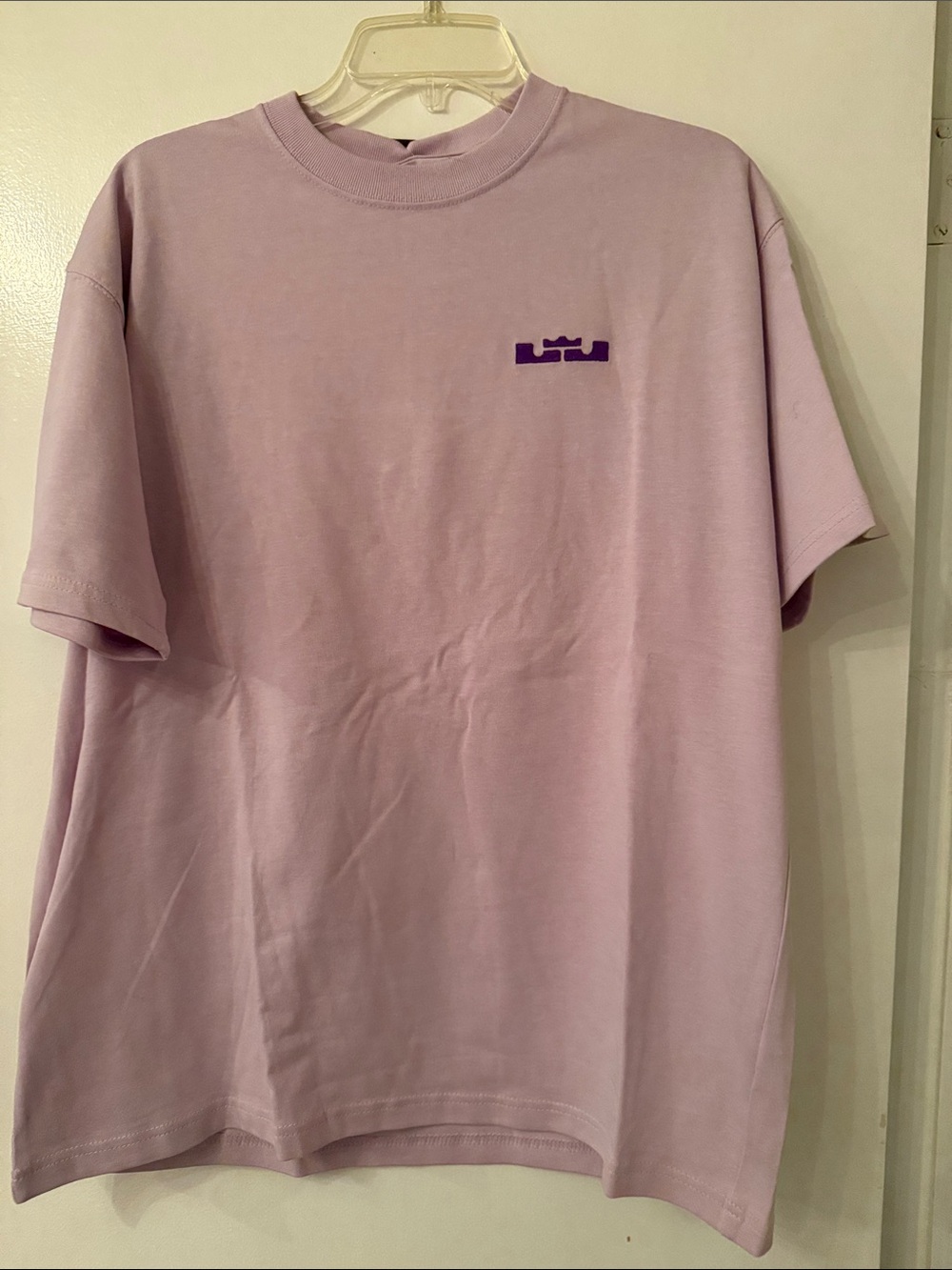 Lilac Crewneck T-Shirt with Purple Chest Logo